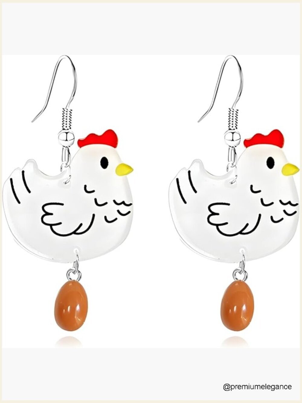 Funny Chicken Earrings Farm Animal Cartoon 3D Hen Goose Jewelry Gift